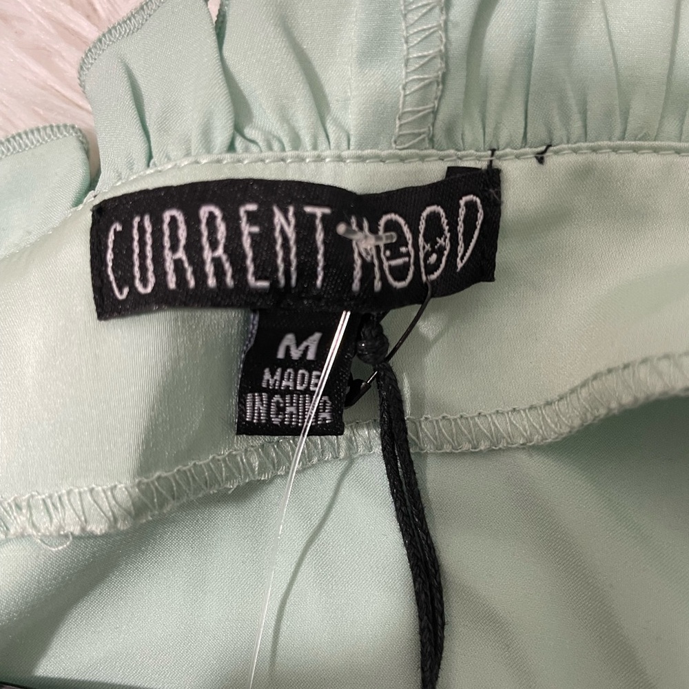 CURRENT MOOD Anything Could Happen Lace Up Ruffle Bustier Tank Top Mint Green M - Picture 6 of 11